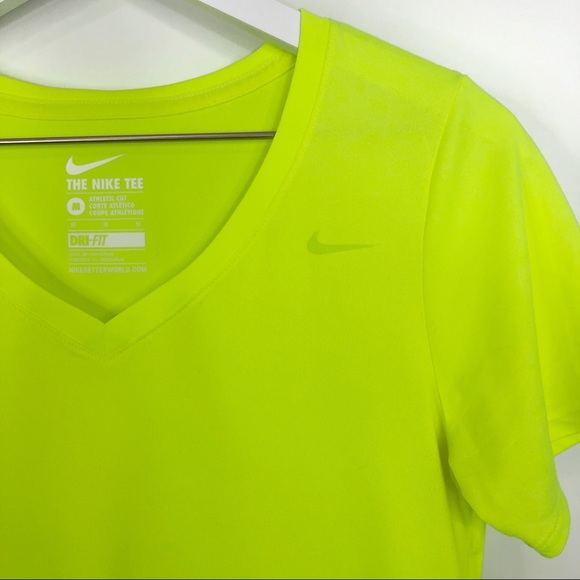 SOLD Nike Neon Yellow Dri Fit The Nike Tee V Neck - Picture 3 of 7